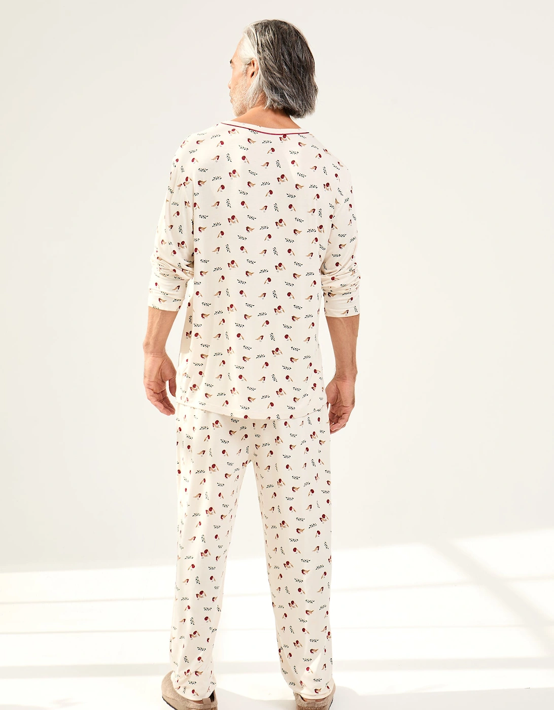 Mister You Bamboo Festive Pyjama Set in Robin Print