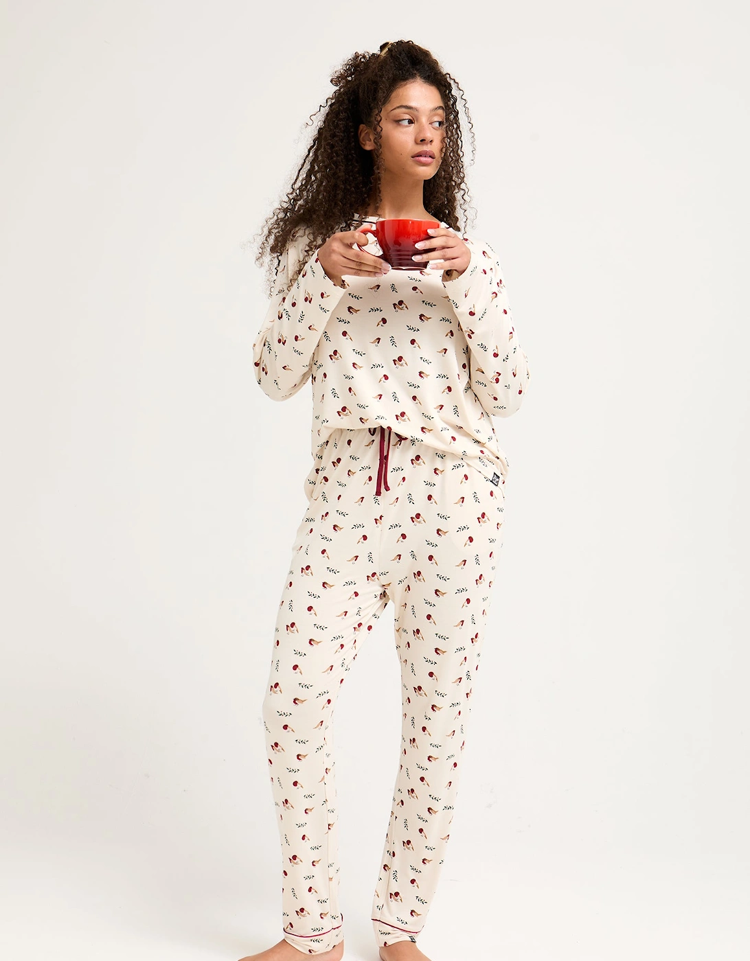 Bamboo Festive Pyjama Set in Robin Print, 5 of 4