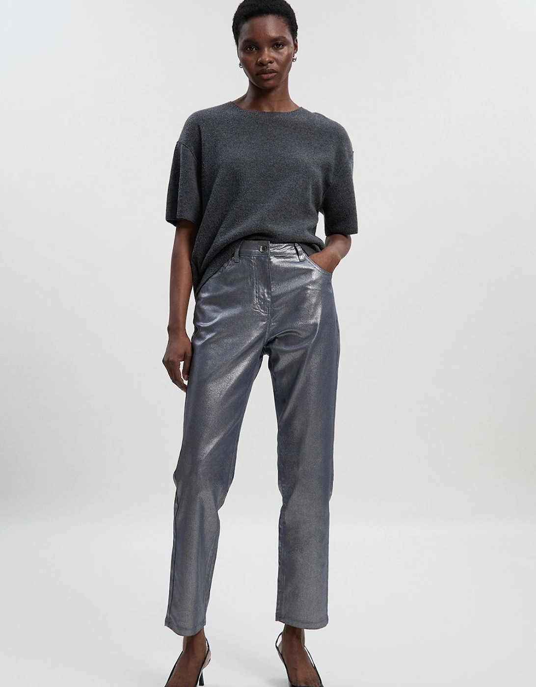 Petite Metallic Coated Denim Skinny Jean, 2 of 1