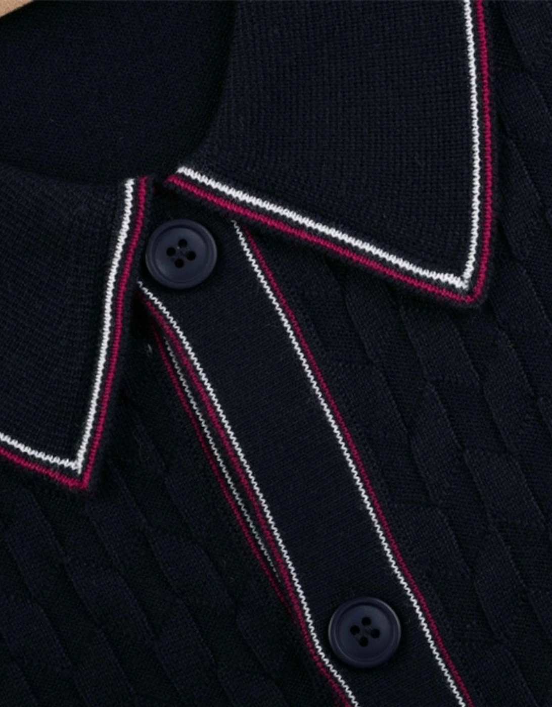 Vintage Shaun Knitted Polo Shirt V54GM14 - Navy