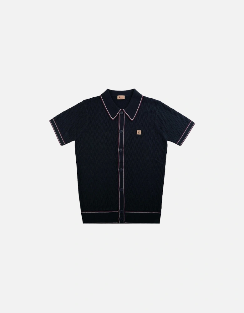 Vintage Shaun Knitted Polo Shirt V54GM14 - Navy