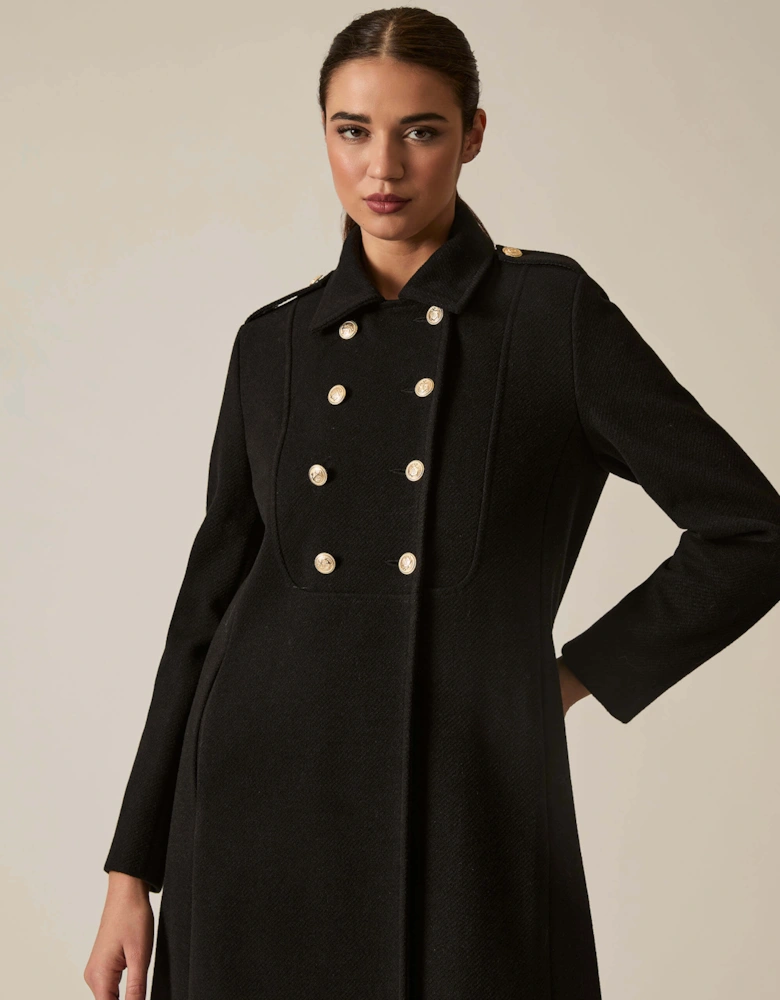 Black Long Military Coat