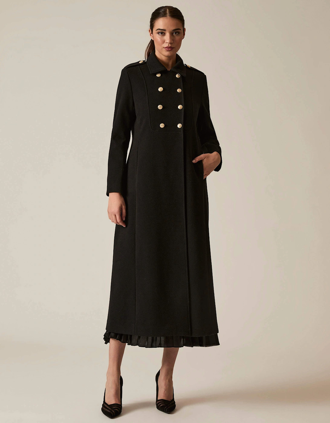 Black Long Military Coat