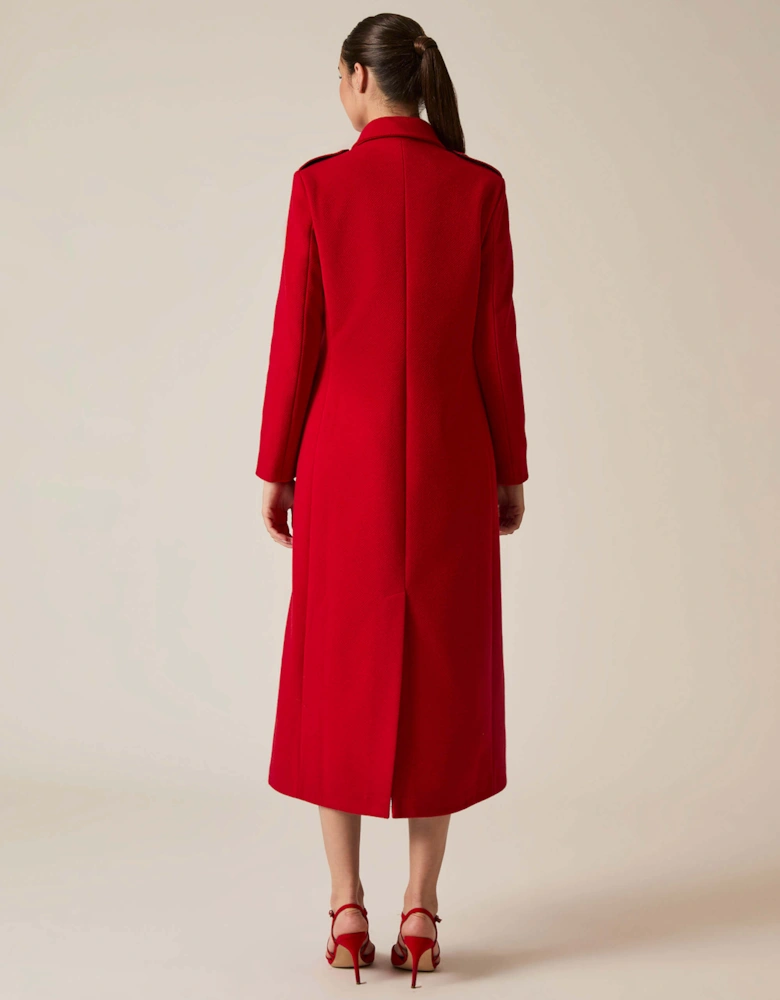 Red Long Military Coat