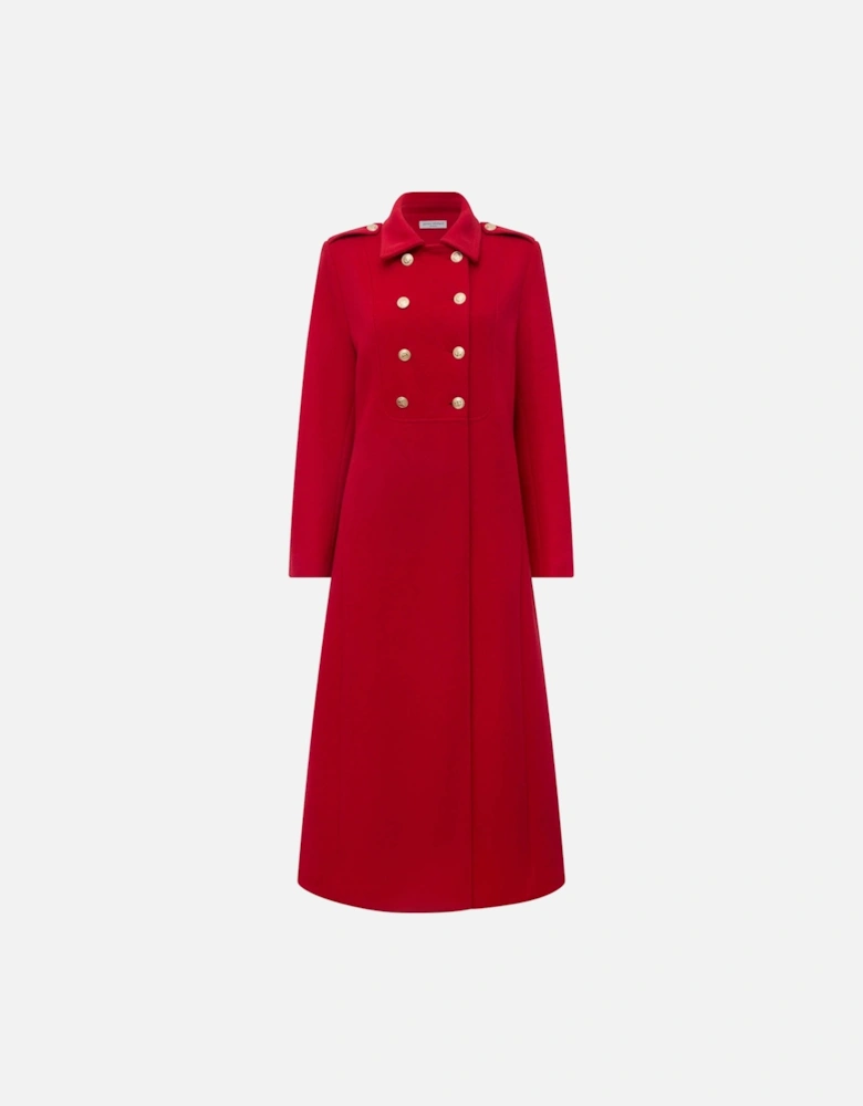 Red Long Military Coat