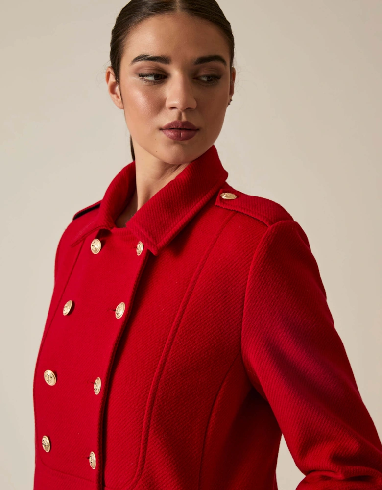 Red Long Military Coat