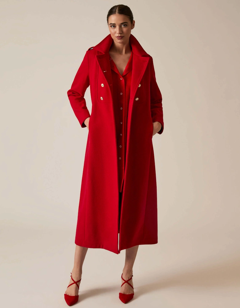 Red Long Military Coat