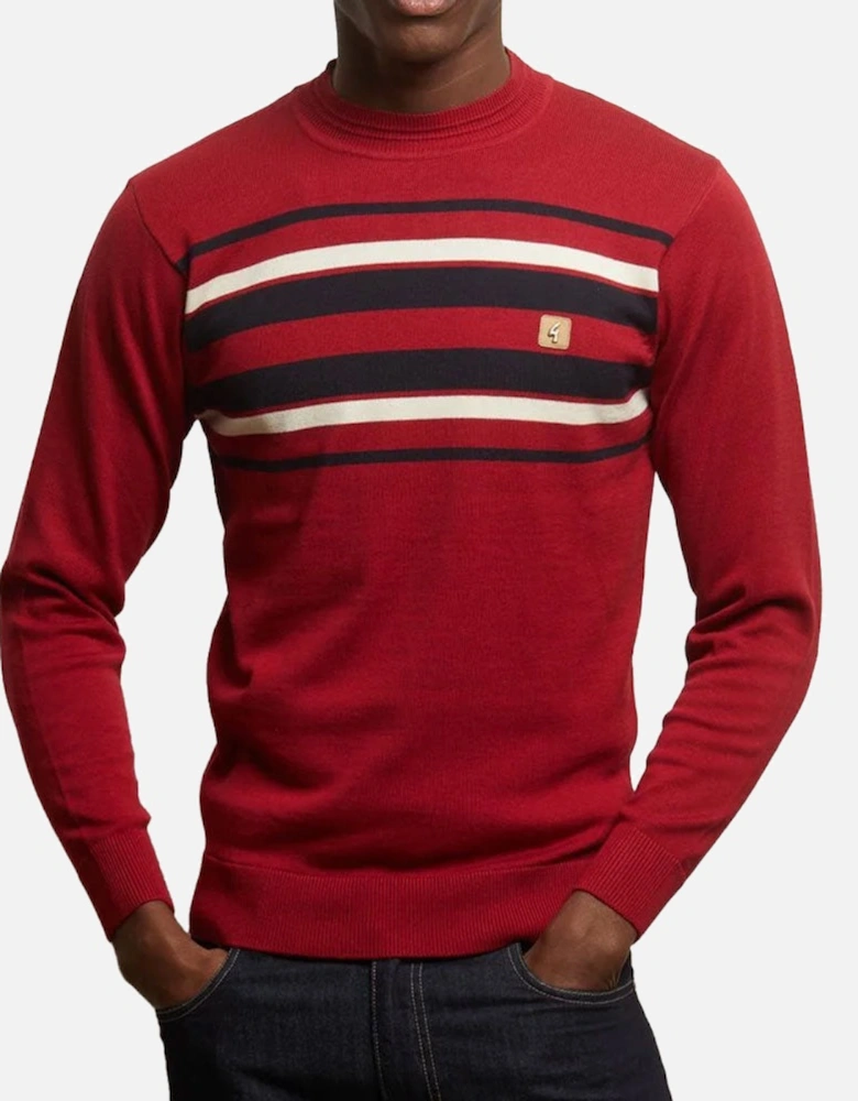 Vintage Liam Knitted Crew Neck Sweater V55GM19 - Cherry Red