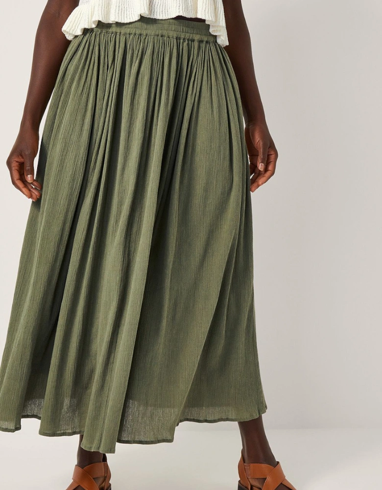 Bethany Crinkle Midi Skirt Cream