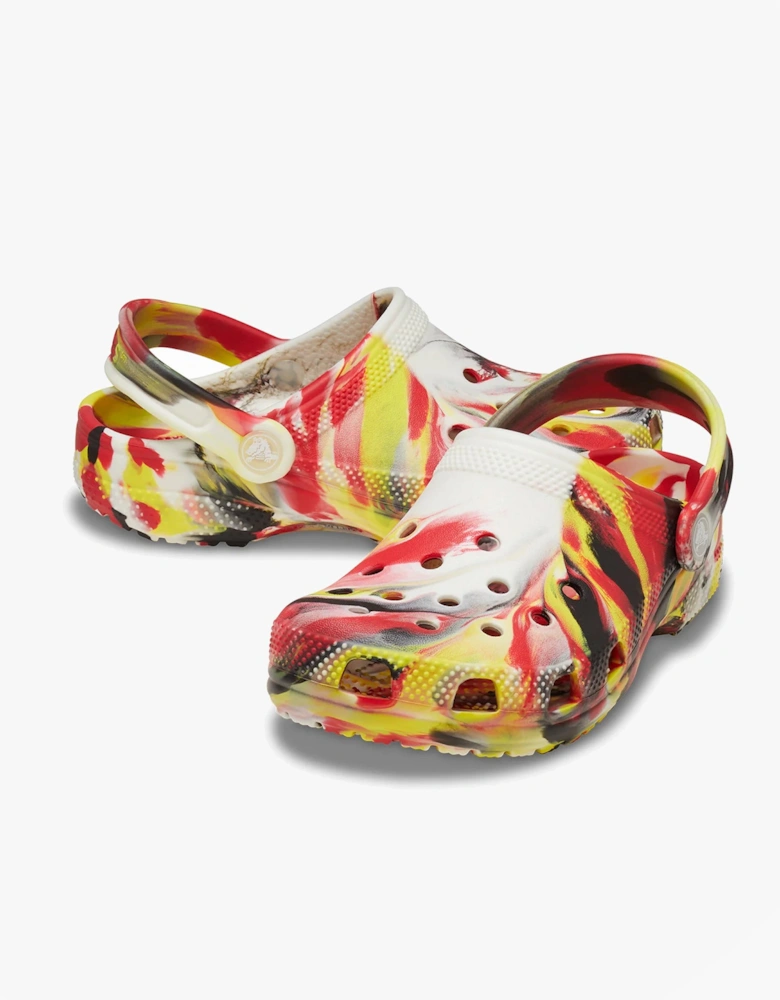 210718-6WE GLOW-IN-THE-DARK MARBLED Unisex Kids Classic Clogs Varsity Red/Multi