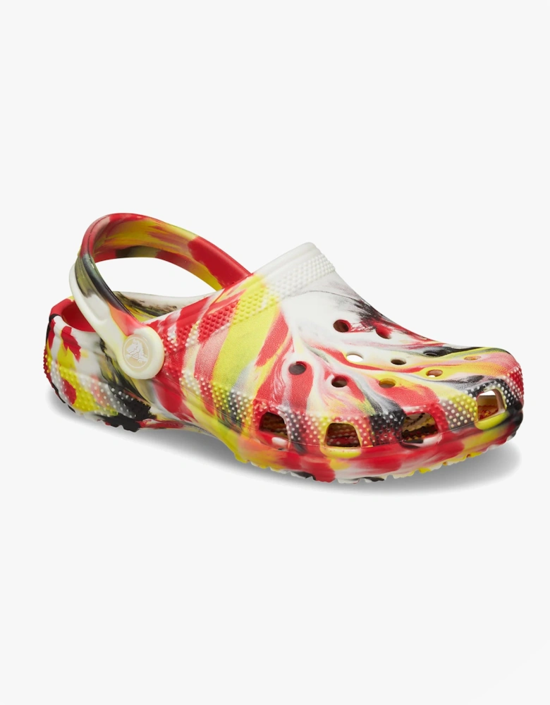 210718-6WE GLOW-IN-THE-DARK MARBLED Unisex Kids Classic Clogs Varsity Red/Multi