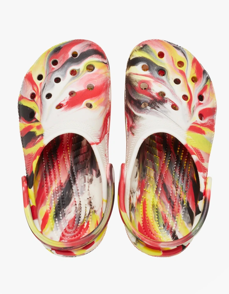 210718-6WE GLOW-IN-THE-DARK MARBLED Unisex Kids Classic Clogs Varsity Red/Multi