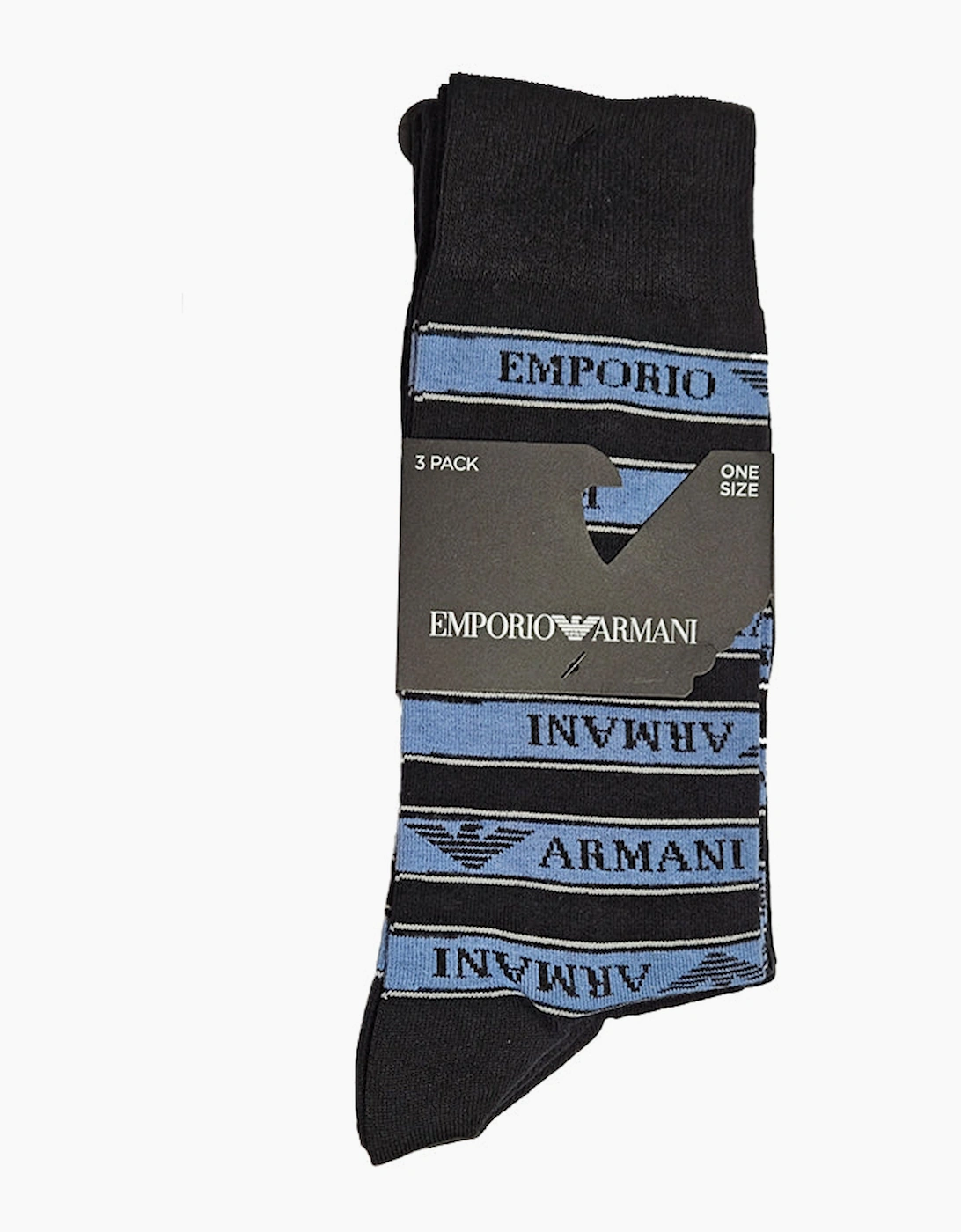 Emporio Armani Men's Black 3 Pack Sock Set 2 Plain Logo  /8.5/15.5/9/16/7/14/7.5/14.5/8/15/5.5/12.5/6/13/6.5/13.5/4/11/4.5/11.5/5/12/2. One