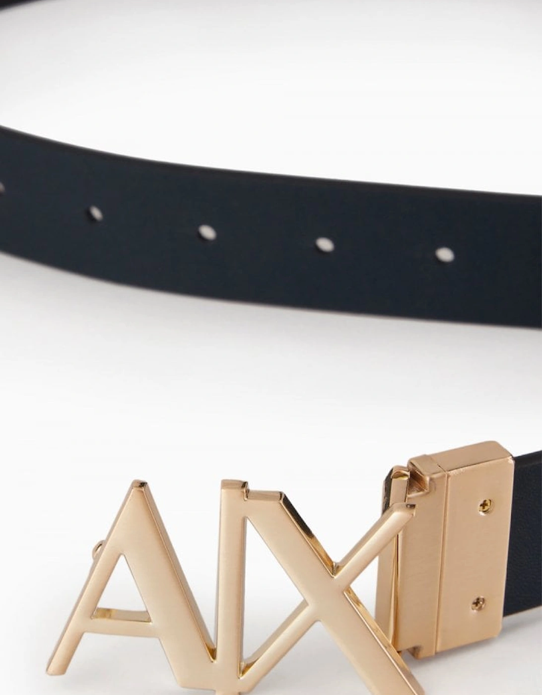 Double Sided Leather Plate Belt Black/navy