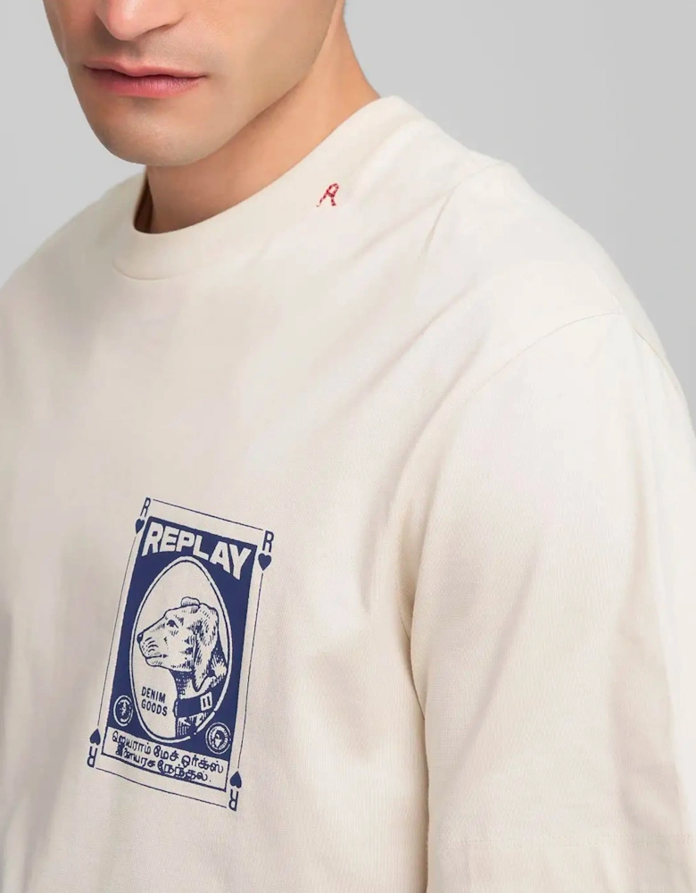 Vintage Dog Print T Shirt Front And Back Print Ecru