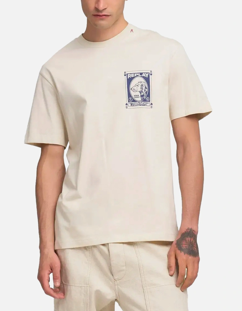 Vintage Dog Print T Shirt Front And Back Print Ecru