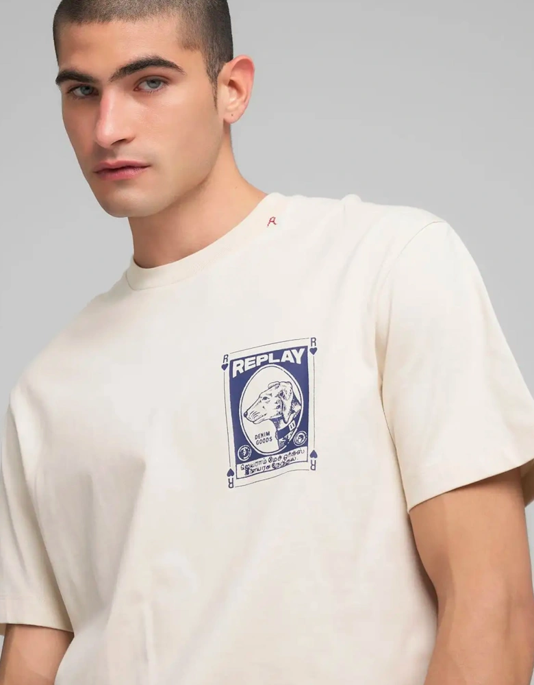 Vintage Dog Print T Shirt Front And Back Print Ecru