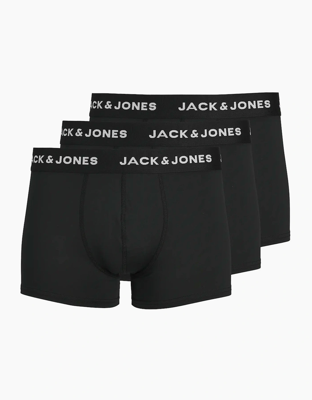 Men's Jack & Jones Jacbase Underwear Microfiber 3 Pack Trunks Black - Size: 37/36/32