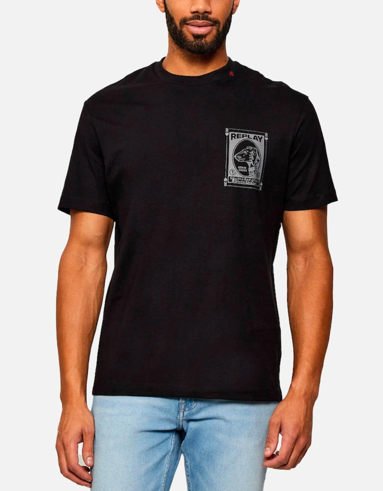 Vintage Dog Print T Shirt Front And Back Print Black