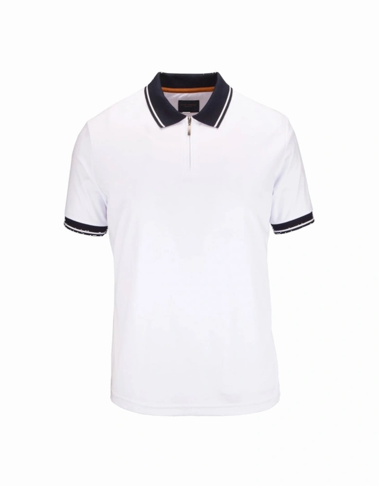 1/4 Zip Polo Shirt White