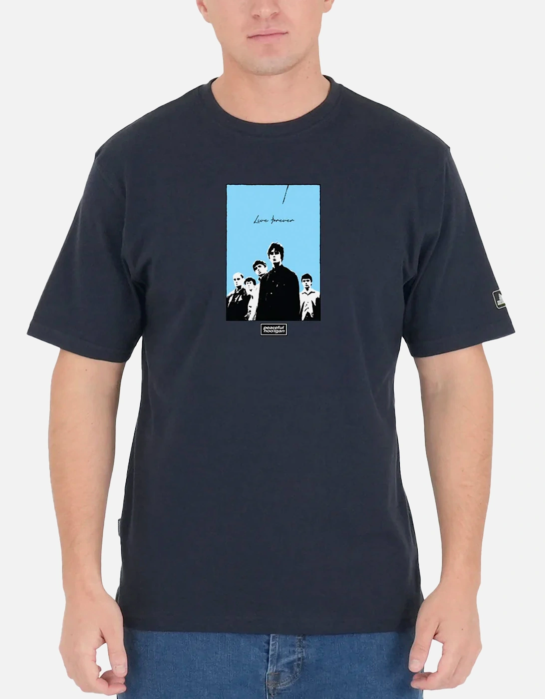 Oasis Live Forever T Shirt Navy, 7 of 6