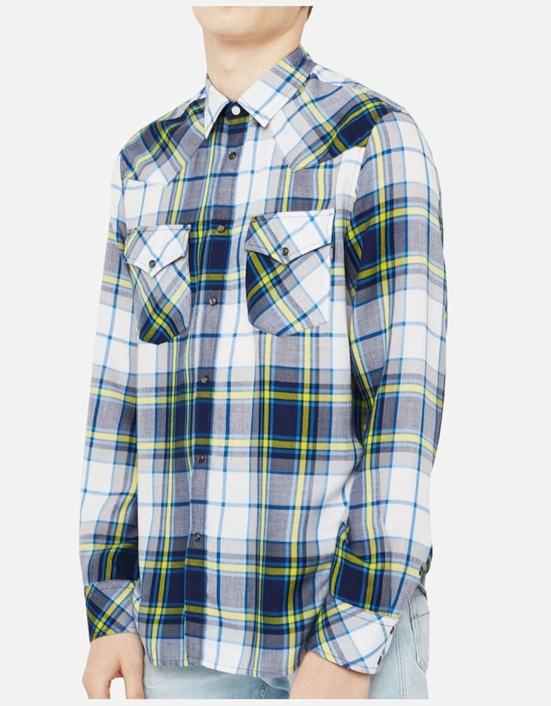 S-East-Long-F Shirt White Blue