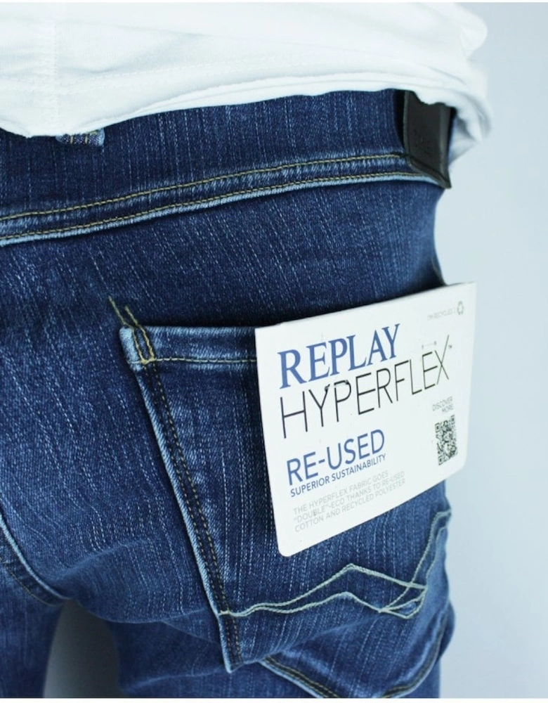 Mens Hyperflex Re-Used Anbass Slim Stretch Denim Mid Blue