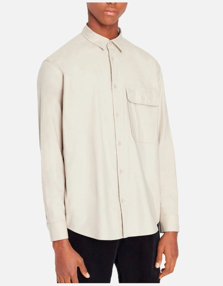 Soft Cotton Twill Shirt Single Bre Stone