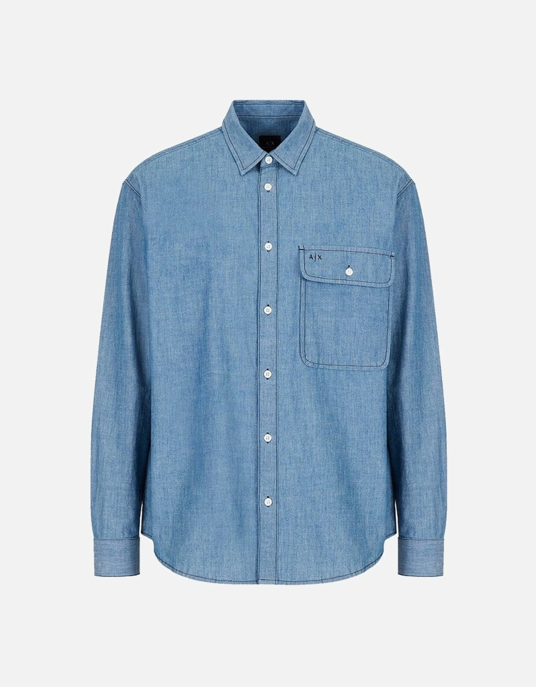 Men's Chambray Denim Shirt Indigo Denim, 4 of 3