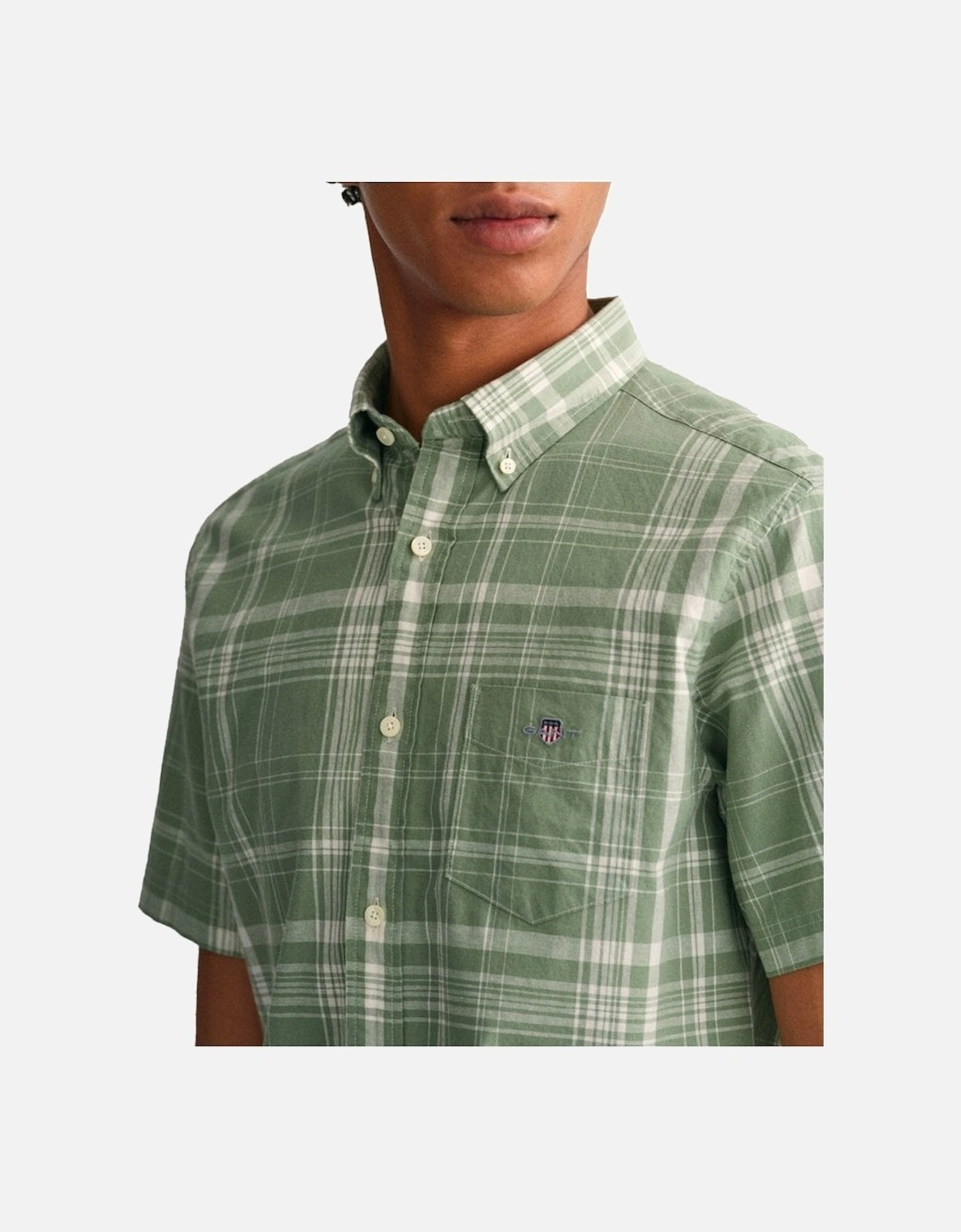 Mens Regular Cotton Check Shirt Kalamata Green