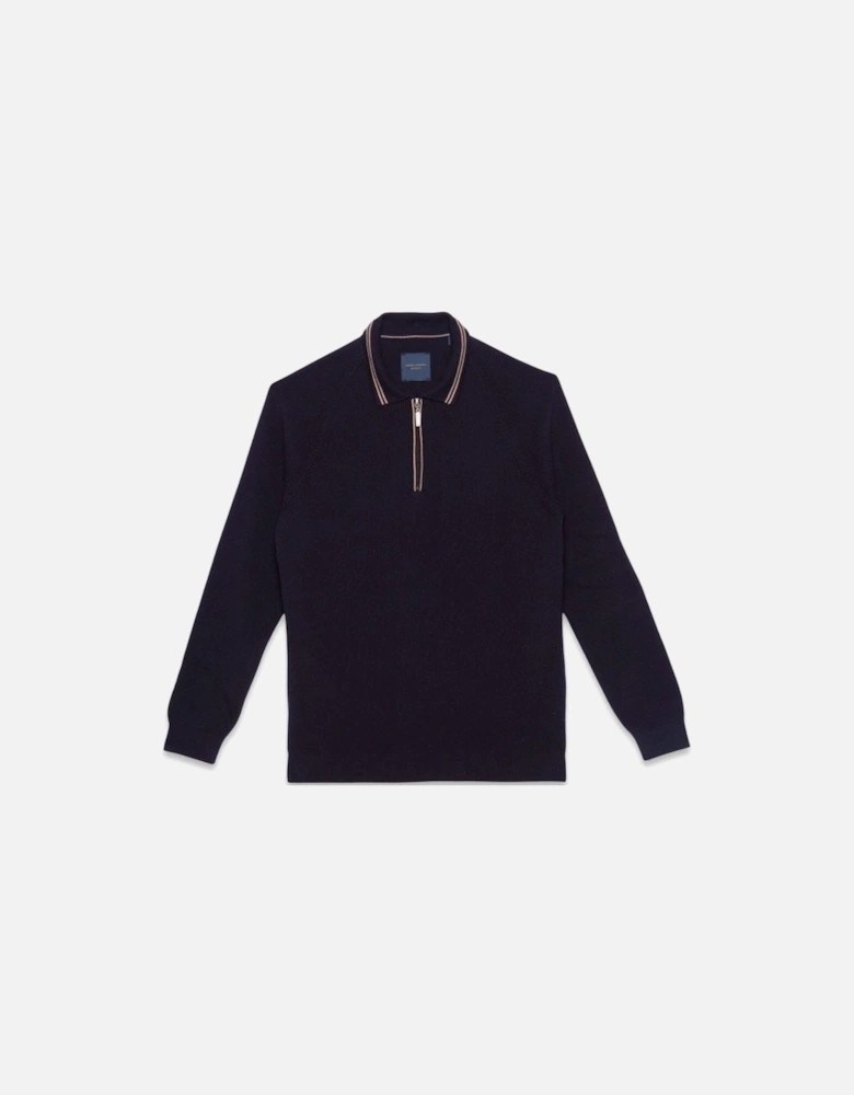 Guide Premium Long Sleeve Polo 1/4 Zip Sweater Navy