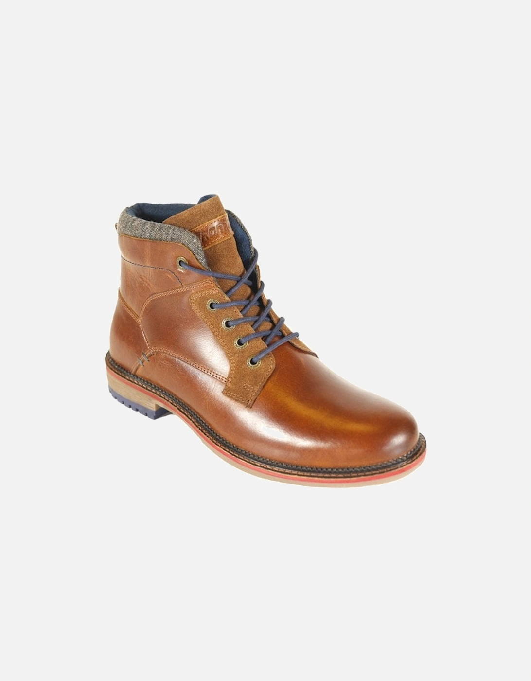 Mens Leather Smart Casual Lace Boot Watson Tan