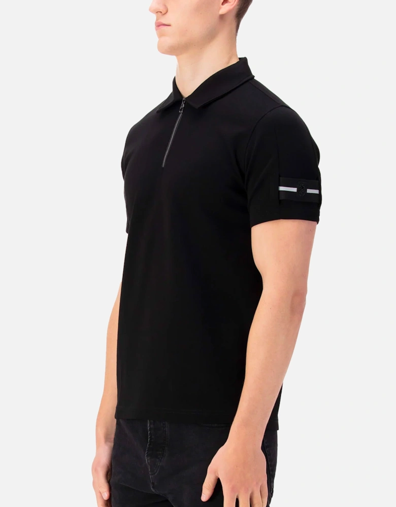 Serg 1/4 Zip Polo Arm Detail Black