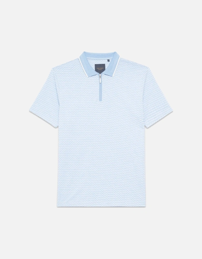 Sky White Jacquard Polo Shirt Sky/white