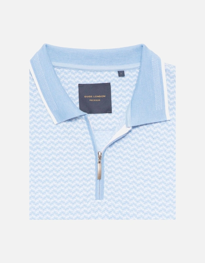 Sky White Jacquard Polo Shirt Sky/white