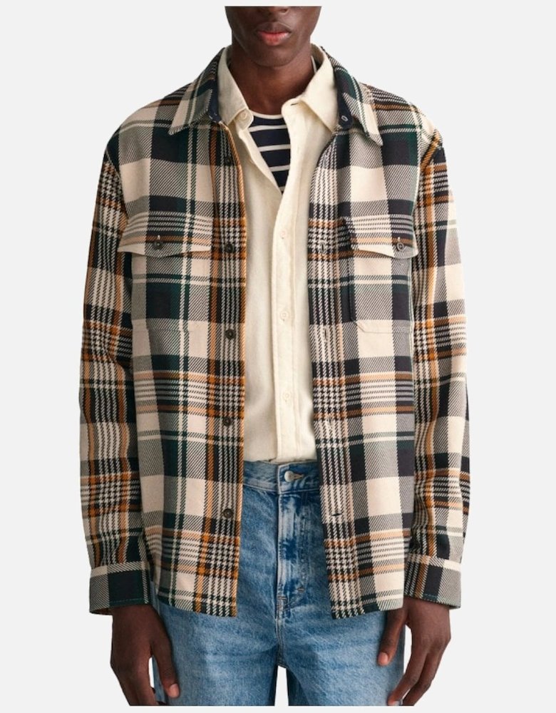 Heavy Twill Check Overshirt Putty