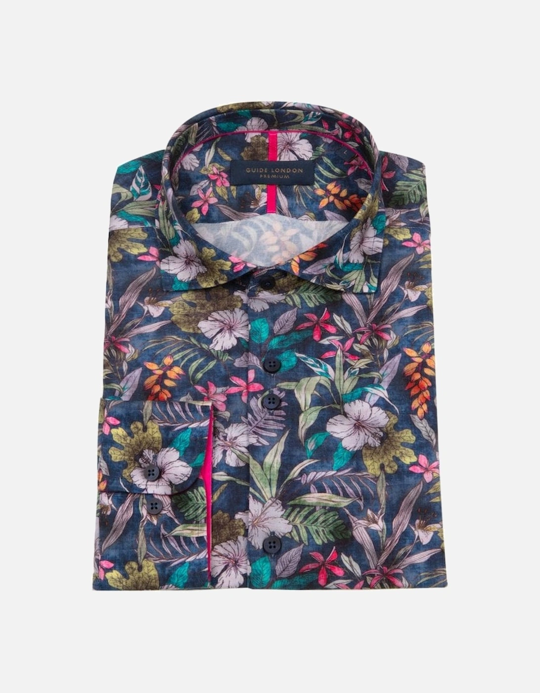 Long Sleeve Shirt Multi Colour Leaves Navy, 3 of 2