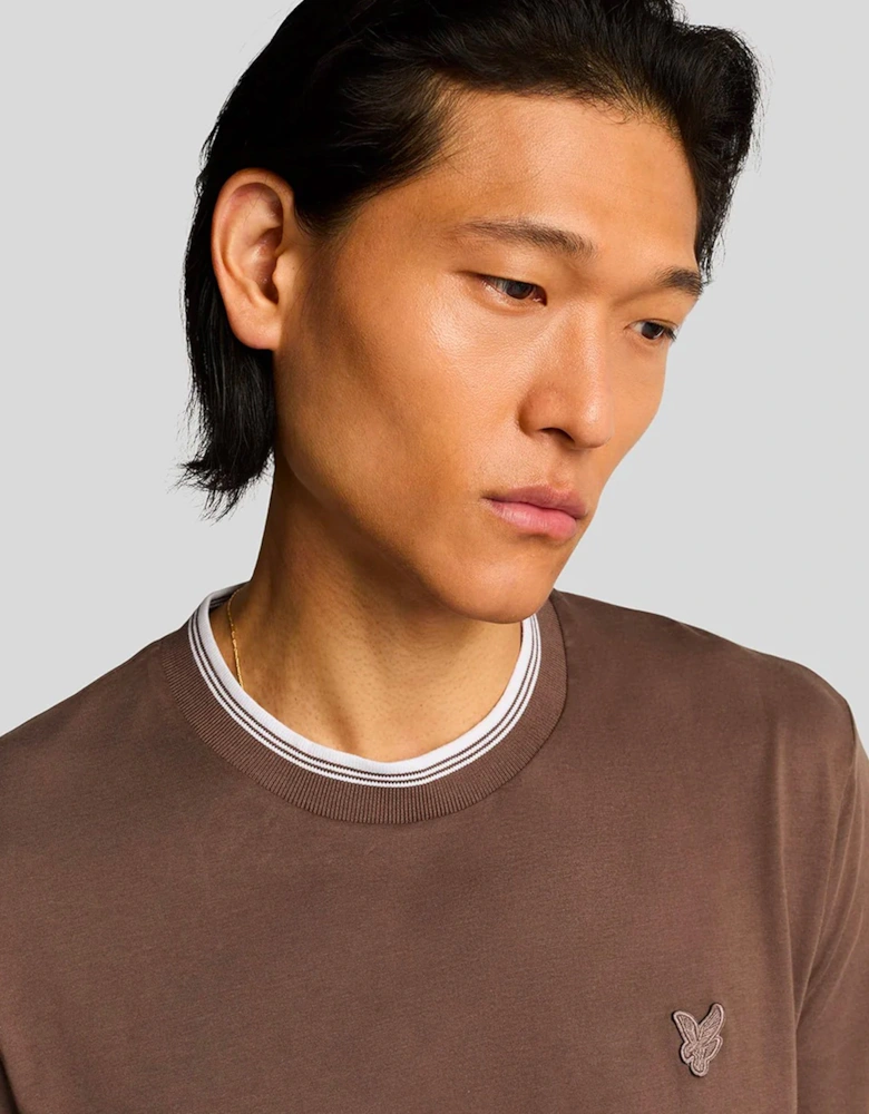 Lyle & Scott Tipped Superfine T Shirt Plum Truffle