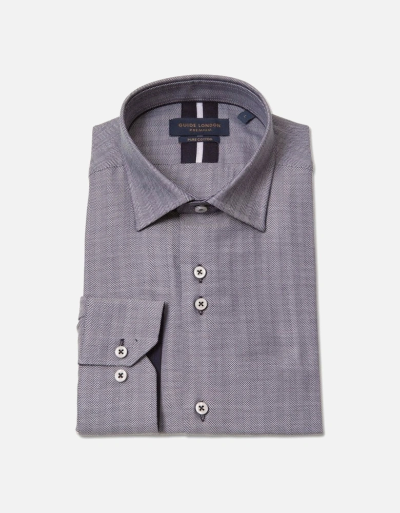 Guide Premium Herringbone Long Sleeve Shirt Blue