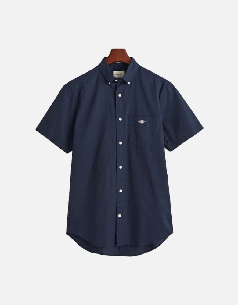 Regular Cotton Linen Short Sleeve Shirt Evening Blue