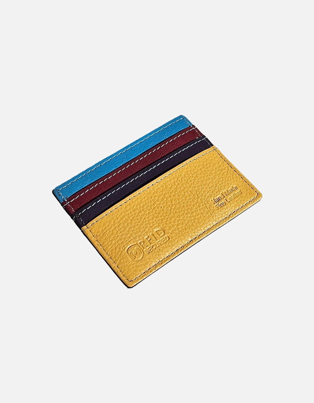 Mens Leather Card Holder Black/multi Colour, 4 of 3