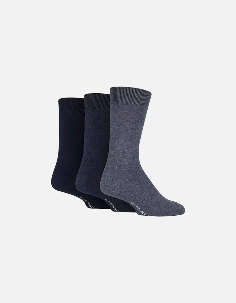 3pk Plain Socks Bamboo Fibre Black/navy/grey