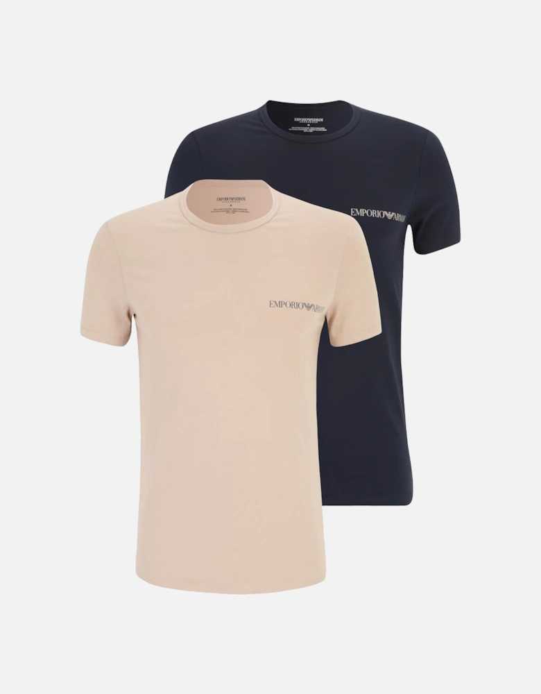 2 Pack Cotton T Shirt Stone/Navy