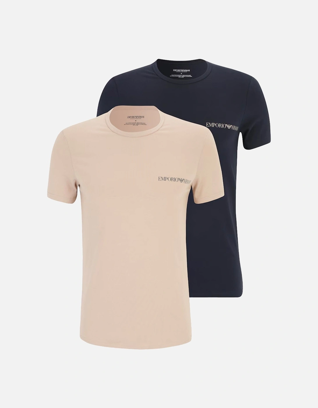 2 Pack Cotton T Shirt Stone/Navy, 2 of 1