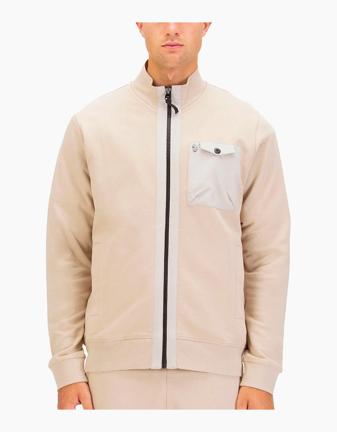 Luke 1977 Men's Cream Sutton 1000 Zip Through Sweat Stone  38 M