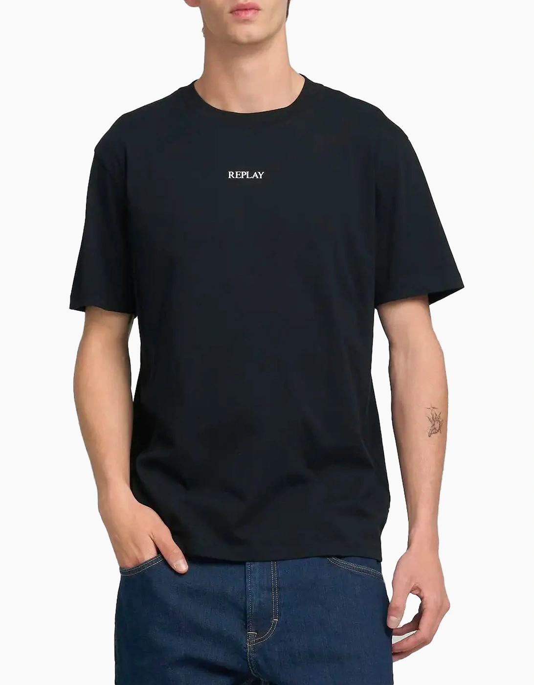 Replay Men's Black Logo T-Shirt - Size: 38