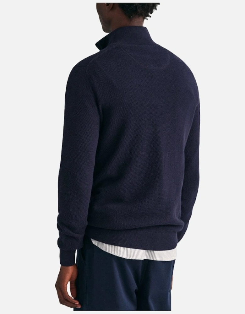 Cotton Piquet Half Zip Evening Blue