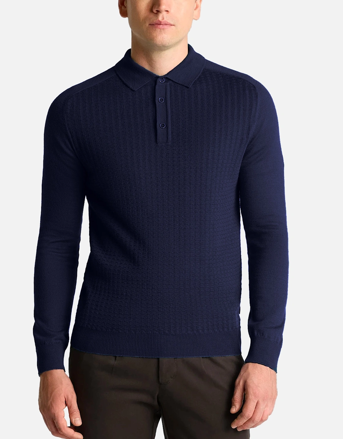 Merino Wool-Blend Knit Polo Navy, 2 of 1