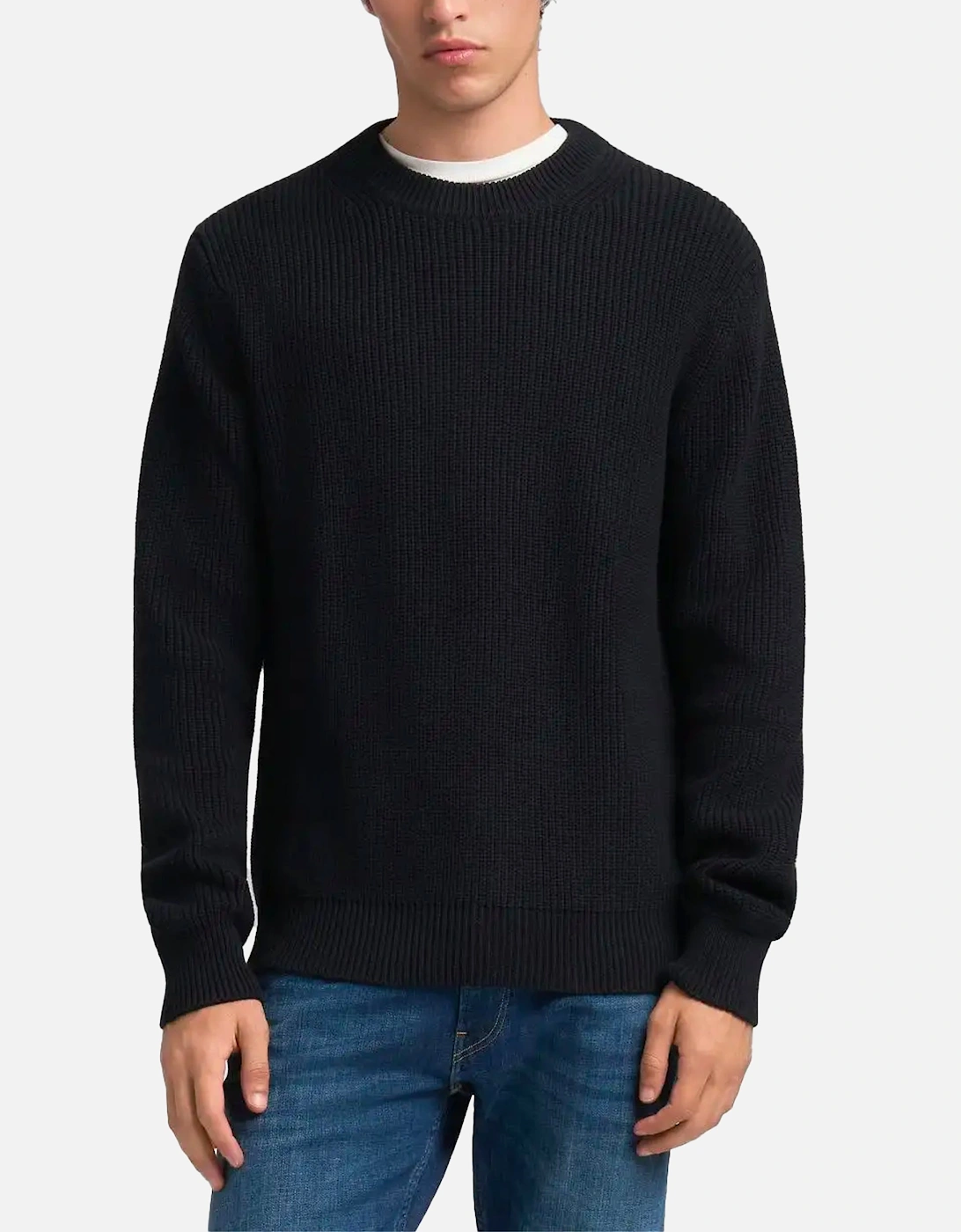 Chunky Rib Knit Pullover Jumper Dark Navy, 5 of 4