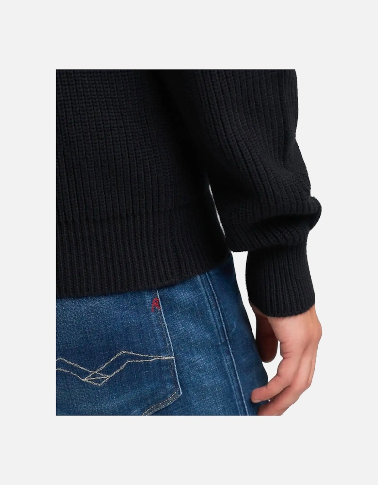 Chunky Rib Knit Pullover Jumper Dark Navy